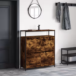 vidaXL Shoe Cabinet with 4 Flip-Drawers Shoe Storage Shelf Rack Smoked Oak