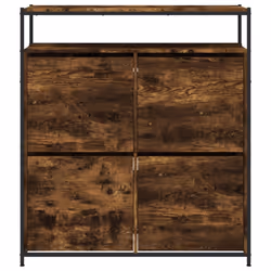 vidaXL Shoe Cabinet with 4 Flip-Drawers Shoe Storage Shelf Rack Smoked Oak - Additional view 5