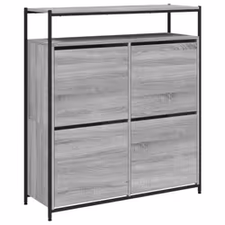 vidaXL Shoe Cabinet with 4 Flip-Drawers Shoe Storage Shelf Rack Grey Sonoma - grey sonoma, 100 x 34 x 112 cm