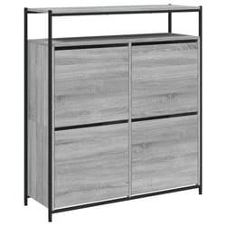 vidaXL Shoe Cabinet with 4 Flip-Drawers Shoe Storage Shelf Rack Grey Sonoma - grey sonoma, 100 x 34 x 112 cm