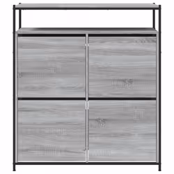 vidaXL Shoe Cabinet with 4 Flip-Drawers Shoe Storage Shelf Rack Grey Sonoma - grey sonoma, 100 x 34 x 112 cm - Additional view 5