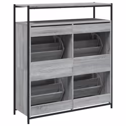 vidaXL Shoe Cabinet with 4 Flip-Drawers Shoe Storage Shelf Rack Grey Sonoma - grey sonoma, 100 x 34 x 112 cm - Additional view 7