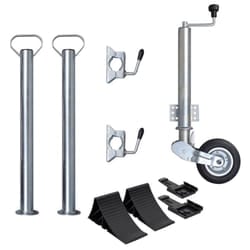 vidaXL Folding Jockey Wheel 60 mm with Wheel Chocks Trailer Caravan Horse Box - 7 pcs
