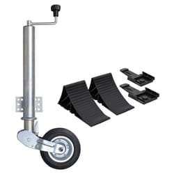 vidaXL Folding Jockey Wheel 60 mm with Wheel Chocks Trailer Caravan Horse Box - 3 pcs