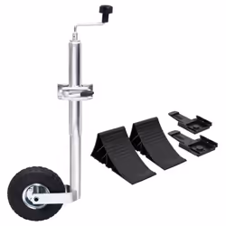 vidaXL Jockey Wheel 48 mm with 1 Split Clamp & Wheel Chocks Trailer Horse Box