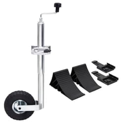 vidaXL Jockey Wheel 48 mm with 1 Split Clamp & Wheel Chocks Trailer Horse Box