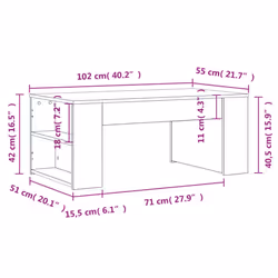 vidaXL Coffee Table Hallway Side End Table Tea Sofa Table Engineered Wood - white - Additional view 8