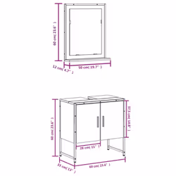 vidaXL Bathroom Cabinet Set 2 Piece Sink Cabinet Smoked Oak Engineered Wood - Additional view 3