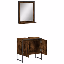 vidaXL Bathroom Cabinet Set 2 Piece Sink Cabinet Smoked Oak Engineered Wood - Additional view 4