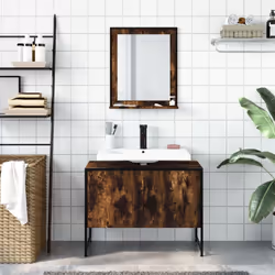 vidaXL Bathroom Cabinet Set 2 Piece Sink Cabinet Smoked Oak Engineered Wood - Additional view 2