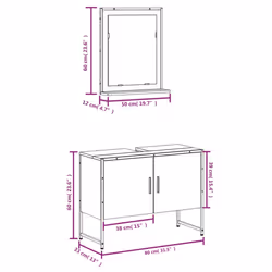 vidaXL Bathroom Cabinet Set 2 Piece Sink Cabinet Smoked Oak Engineered Wood - Additional view 3
