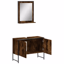 vidaXL Bathroom Cabinet Set 2 Piece Sink Cabinet Smoked Oak Engineered Wood - Additional view 4