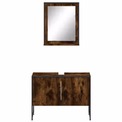 vidaXL Bathroom Cabinet Set 2 Piece Sink Cabinet Smoked Oak Engineered Wood - Additional view 5