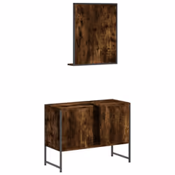 vidaXL Bathroom Cabinet Set 2 Piece Sink Cabinet Smoked Oak Engineered Wood - Additional view 7
