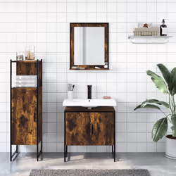 vidaXL Bathroom Cabinet Set 3 Piece Sink Cabinet Smoked Oak Engineered Wood - Additional view 2