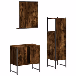 vidaXL Bathroom Cabinet Set 3 Piece Sink Cabinet Smoked Oak Engineered Wood - Additional view 7