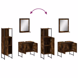 vidaXL Bathroom Cabinet Set 3 Piece Sink Cabinet Smoked Oak Engineered Wood - Additional view 8