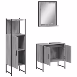 vidaXL Bathroom Cabinet Set 3 Piece Vanity Unit Sink Cabinet Engineered Wood - grey sonoma - Additional view 4