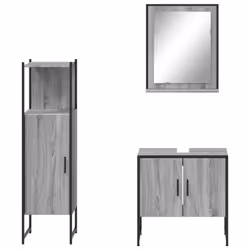 vidaXL Bathroom Cabinet Set 3 Piece Vanity Unit Sink Cabinet Engineered Wood - grey sonoma - Additional view 5