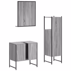vidaXL Bathroom Cabinet Set 3 Piece Vanity Unit Sink Cabinet Engineered Wood - grey sonoma - Additional view 7
