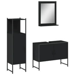 vidaXL Bathroom Cabinet Set 3 Piece Vanity Unit Sink Cabinet Engineered Wood - black