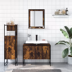 vidaXL Bathroom Cabinet Set 3 Piece Sink Cabinet Smoked Oak Engineered Wood - Additional view 2