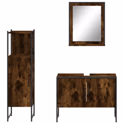 vidaXL Bathroom Cabinet Set 3 Piece Sink Cabinet Smoked Oak Engineered Wood - Additional view 5
