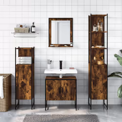 vidaXL Bathroom Cabinet Set 4 Piece Sink Cabinet Smoked Oak Engineered Wood - Additional view 2