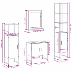 vidaXL Bathroom Cabinet Set 4 Piece Sink Cabinet Smoked Oak Engineered Wood - Additional view 3