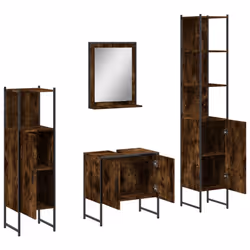 vidaXL Bathroom Cabinet Set 4 Piece Sink Cabinet Smoked Oak Engineered Wood - Additional view 4
