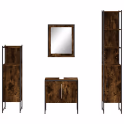 vidaXL Bathroom Cabinet Set 4 Piece Sink Cabinet Smoked Oak Engineered Wood - Additional view 5
