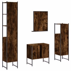 vidaXL Bathroom Cabinet Set 4 Piece Sink Cabinet Smoked Oak Engineered Wood - Additional view 7