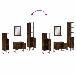 vidaXL Bathroom Cabinet Set 4 Piece Sink Cabinet Smoked Oak Engineered Wood - Additional view 9