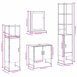 vidaXL Bathroom Cabinet Set 4 Piece Sink Cabinet Grey Sonoma Engineered Wood - Additional view 3