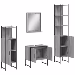 vidaXL Bathroom Cabinet Set 4 Piece Sink Cabinet Grey Sonoma Engineered Wood - Additional view 4