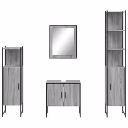vidaXL Bathroom Cabinet Set 4 Piece Sink Cabinet Grey Sonoma Engineered Wood - Additional view 5