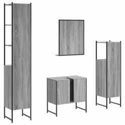 vidaXL Bathroom Cabinet Set 4 Piece Sink Cabinet Grey Sonoma Engineered Wood - Additional view 7