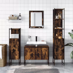 vidaXL Bathroom Cabinet Set 4 Piece Sink Cabinet Smoked Oak Engineered Wood - Additional view 2