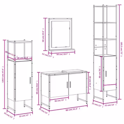 vidaXL Bathroom Cabinet Set 4 Piece Sink Cabinet Smoked Oak Engineered Wood - Additional view 3