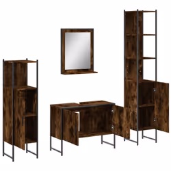 vidaXL Bathroom Cabinet Set 4 Piece Sink Cabinet Smoked Oak Engineered Wood - Additional view 4