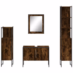vidaXL Bathroom Cabinet Set 4 Piece Sink Cabinet Smoked Oak Engineered Wood - Additional view 5
