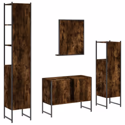 vidaXL Bathroom Cabinet Set 4 Piece Sink Cabinet Smoked Oak Engineered Wood - Additional view 7