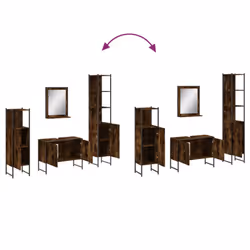 vidaXL Bathroom Cabinet Set 4 Piece Sink Cabinet Smoked Oak Engineered Wood - Additional view 9