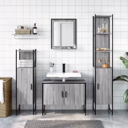 vidaXL Bathroom Cabinet Set 4 Piece Sink Cabinet Grey Sonoma Engineered Wood - Additional view 2