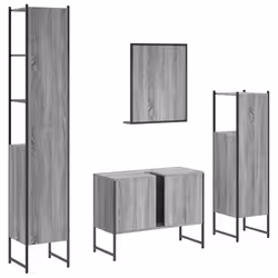 vidaXL Bathroom Cabinet Set 4 Piece Sink Cabinet Grey Sonoma Engineered Wood - Additional view 7