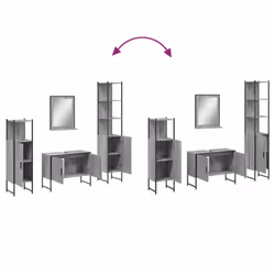 vidaXL Bathroom Cabinet Set 4 Piece Sink Cabinet Grey Sonoma Engineered Wood - Additional view 9