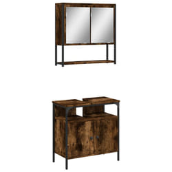 vidaXL Bathroom Furniture Set 2 Piece Sink Cabinet Cupboard Engineered Wood - smoked oak