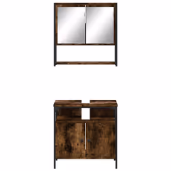 vidaXL Bathroom Furniture Set 2 Piece Sink Cabinet Cupboard Engineered Wood - smoked oak - Additional view 4