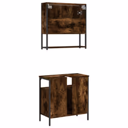 vidaXL Bathroom Furniture Set 2 Piece Sink Cabinet Cupboard Engineered Wood - smoked oak - Additional view 7