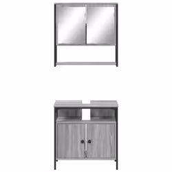 vidaXL Bathroom Furniture Set 2 Piece Sink Cabinet Grey Sonoma Engineered Wood - Additional view 4